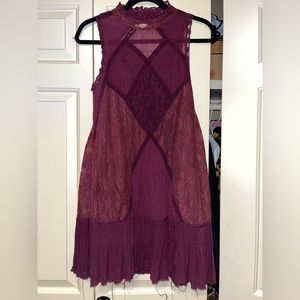 Free People Maroon Open Back Lace Dress Size XS